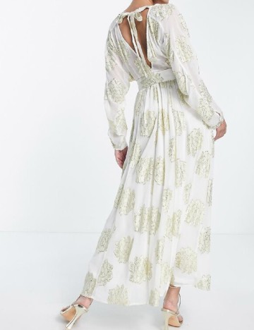 Rochie lunga ASOS, alb/auriu
