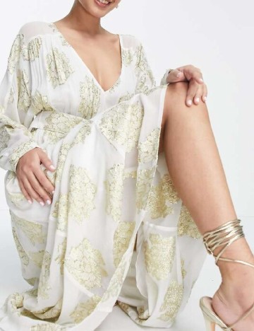 Rochie lunga ASOS, alb/auriu