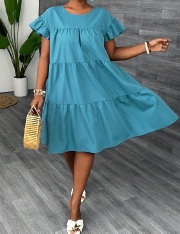 Rochie medie SHEIN CURVE, albastru