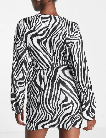 Rochie scurta ASOS, alb/negru Negru