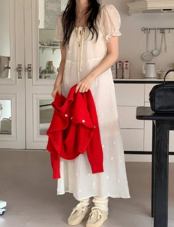 Rochie lunga Dazy, ecru