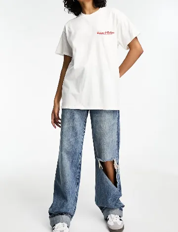 Tricou Oversize ASOS, alb Alb