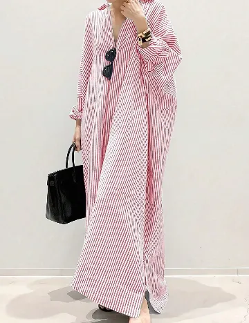 Rochie lunga SHEIN, alb/rosu Rosu