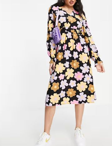 Rochie medie Pieces, floral print