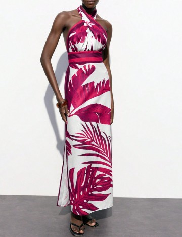 Rochie lunga SHEIN, magenta/alb