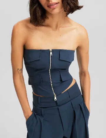 Top Bershka, albastru Albastru