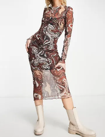 Rochie medie Violet Romance, maro Maro