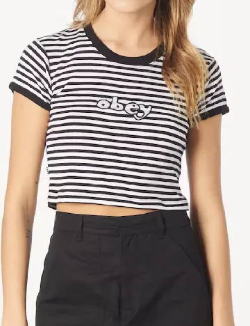 Top Obey, alb/negru Alb
