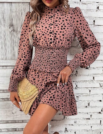 Rochie scurta SHEIN, roz pudra inchis/negru