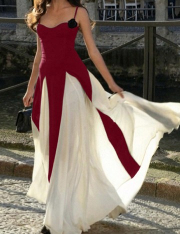 Rochie lunga SHEIN, alb/rosu