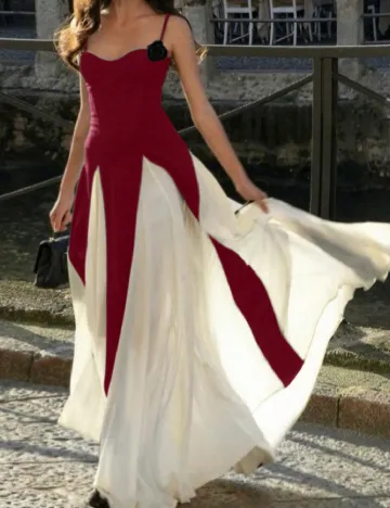 Rochie lunga SHEIN, alb/rosu Alb