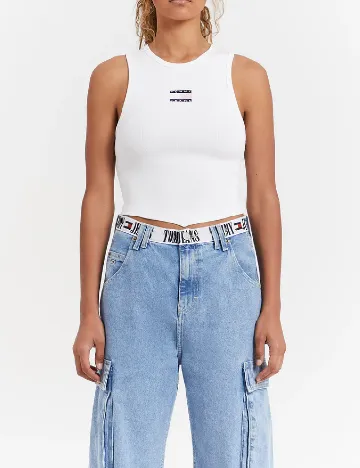 Top Tommy Jeans, alb Alb