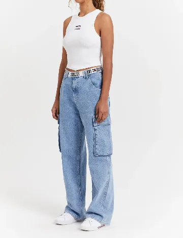 Top Tommy Jeans, alb Alb