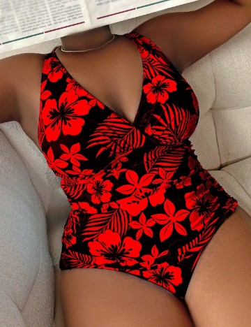 Costum de baie SHEIN CURVE, rosu/negru