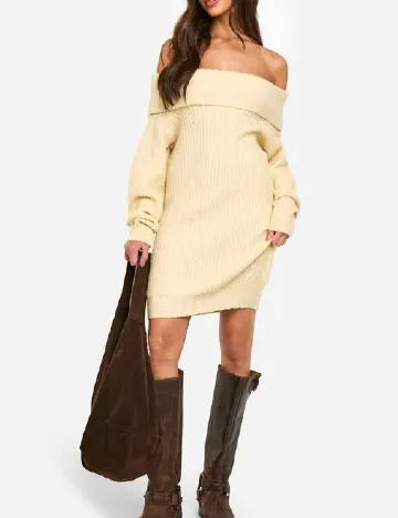 Rochie scurta Boohoo, crem Crem