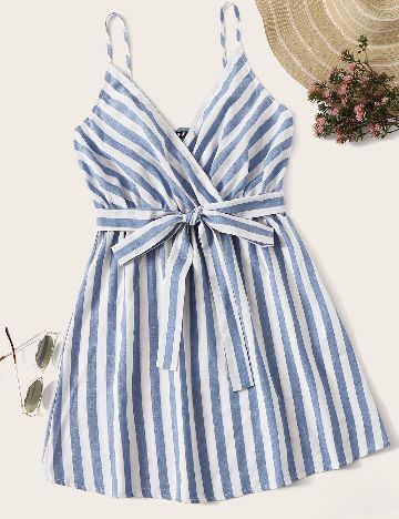 Rochie scurta SHEIN, alb/albastru