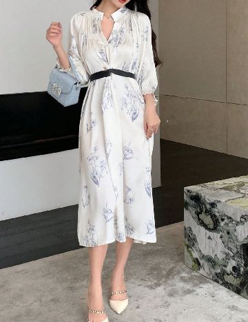 Rochie medie Dazy, ecru