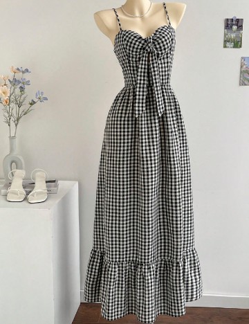 Rochie lunga SHEIN, alb/negru