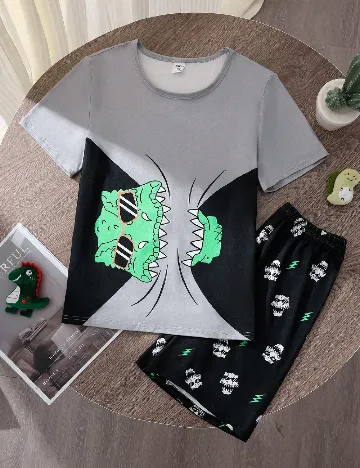 Pijama Shein Kids, negru Negru