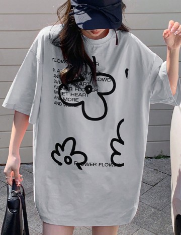 Tricou Oversize Dazy, gri