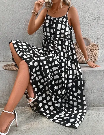 Rochie lunga SHEIN, alb/negru Negru