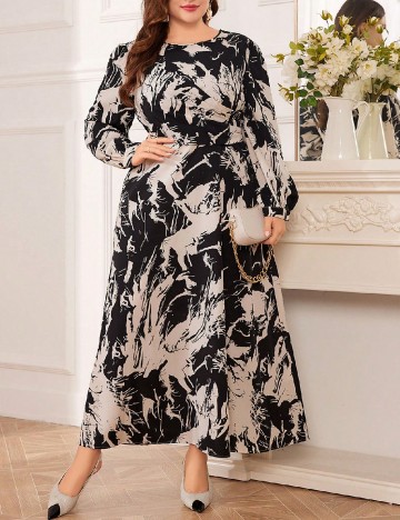 Rochie lunga SHEIN CURVE, negru/bej