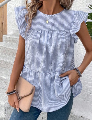 Bluza SHEIN CURVE, alb/albastru