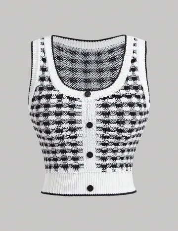 Top SHEIN, alb/negru Alb