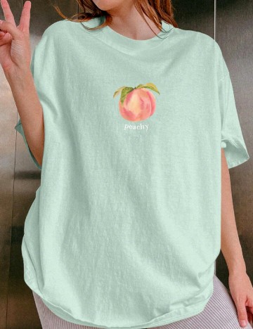 Tricou Oversize SHEIN, turcoaz