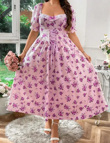 Rochie lunga SHEIN CURVE, roz Roz