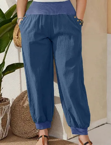 Pantaloni SHEIN CURVE, albastru Albastru