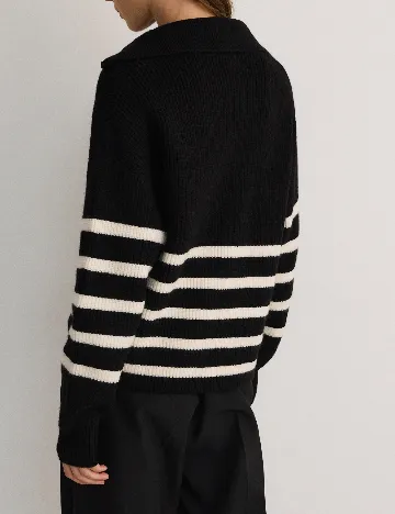 Pulover Reserved, negru/alb Negru