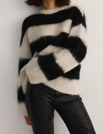 Pulover Reserved, crem/negru Negru