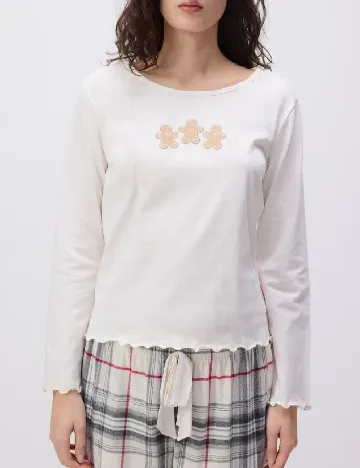 Pijama Reserved, ecru Alb