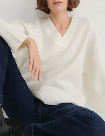 Pulover Oversize Reserved, ecru Alb
