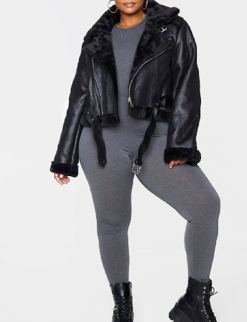 Jacheta PrettyLittleThing Plus Size, negru