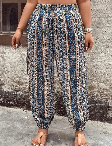 Pantaloni SHEIN CURVE, albastru Albastru