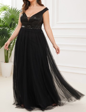 Rochie lunga Ever-Pretty Plus Size, negru
