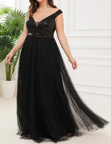 Rochie lunga Ever-Pretty Plus Size, negru Negru
