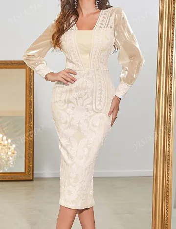 Rochie medie Giffniseti, crem Crem