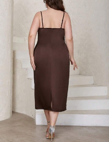 Rochie medie Eilly Bazar Plus Size, maro