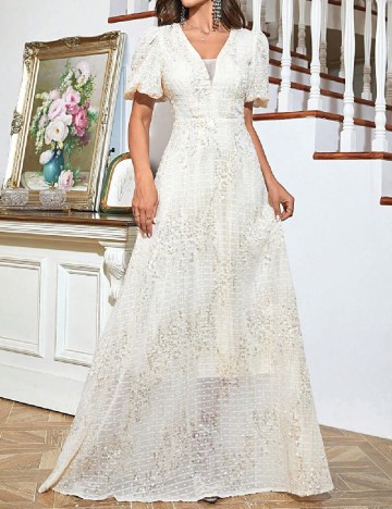 Rochie lunga Toleen, ecru