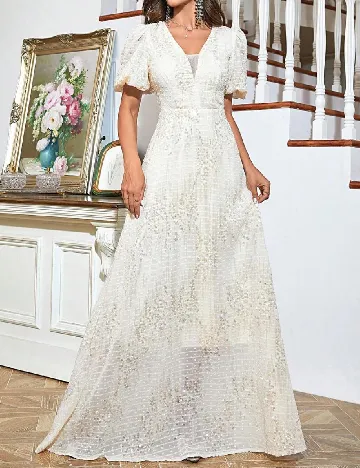 Rochie lunga Toleen, ecru Alb
