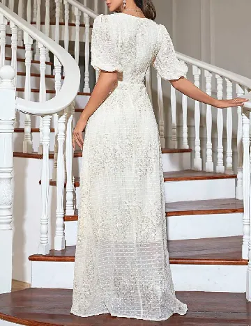 Rochie lunga Toleen, ecru Alb