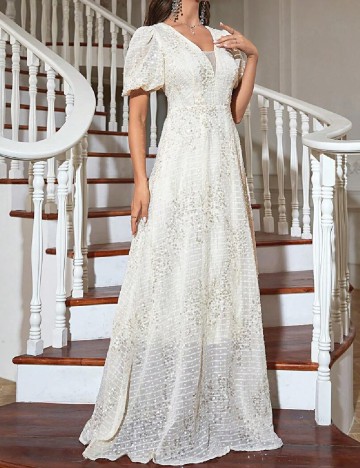 Rochie lunga Toleen, ecru
