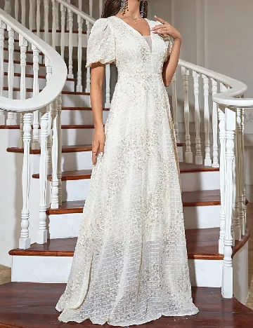 Rochie lunga Toleen, ecru Alb