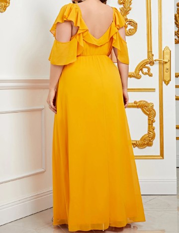 Rochie lunga Faeriesty Plus Size, galben