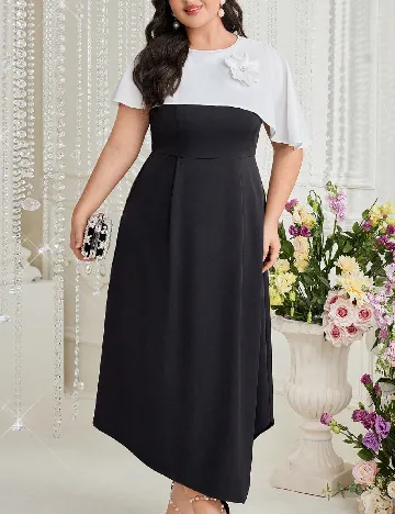 Rochie lunga SHEIN CURVE, negru/alb Negru