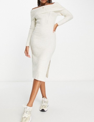 Rochie medie Miss Selfridge, ecru