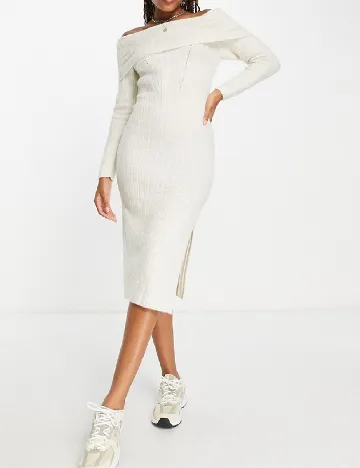 Rochie medie Miss Selfridge, ecru Alb